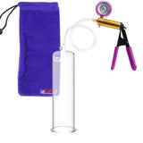 ULTIMA Purple Penis Pump Rubber Grips, Clear Hose + Gauge & Cover 9" Length 2.50" Diameter