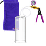 ULTIMA Purple Penis Pump Rubber Grips, Clear Hose + Gauge & Cover 9" Length 3.70" Diameter