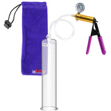 ULTIMA Purple Penis Pump Rubber Grips, Clear Hose with Gauge 12" x 2.125" Cylinder Diameter