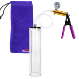 Ultima Brass Purple Penis Pump | Rubber Grip, Clear Hose + Gauge | 12" x 2.7" Thick-Walled Cylinder