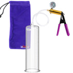 ULTIMA Purple Penis Pump Rubber Grips, Clear Hose with Gauge 12" x 3.00" Cylinder Diameter