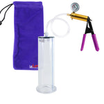 ULTIMA Purple Penis Pump Rubber Grips, Clear Hose with Gauge 9" Length - 2.50" Diameter Wide Flange Cylinder