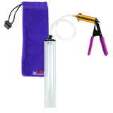 Ultima Brass Purple Penis Pump | Rubber Grip, Clear Hose - 12" x 1.7" Thick-Walled Cylinder
