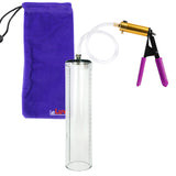 Ultima Brass Purple Penis Pump | Rubber Grip, Clear Hose - 12" x 2.7" Thick-Walled Cylinder