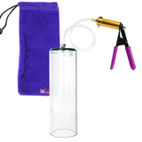 Ultima Brass Purple Penis Pump | Rubber Grip, Clear Hose - 12" x 3.1" Thick-Walled Cylinder