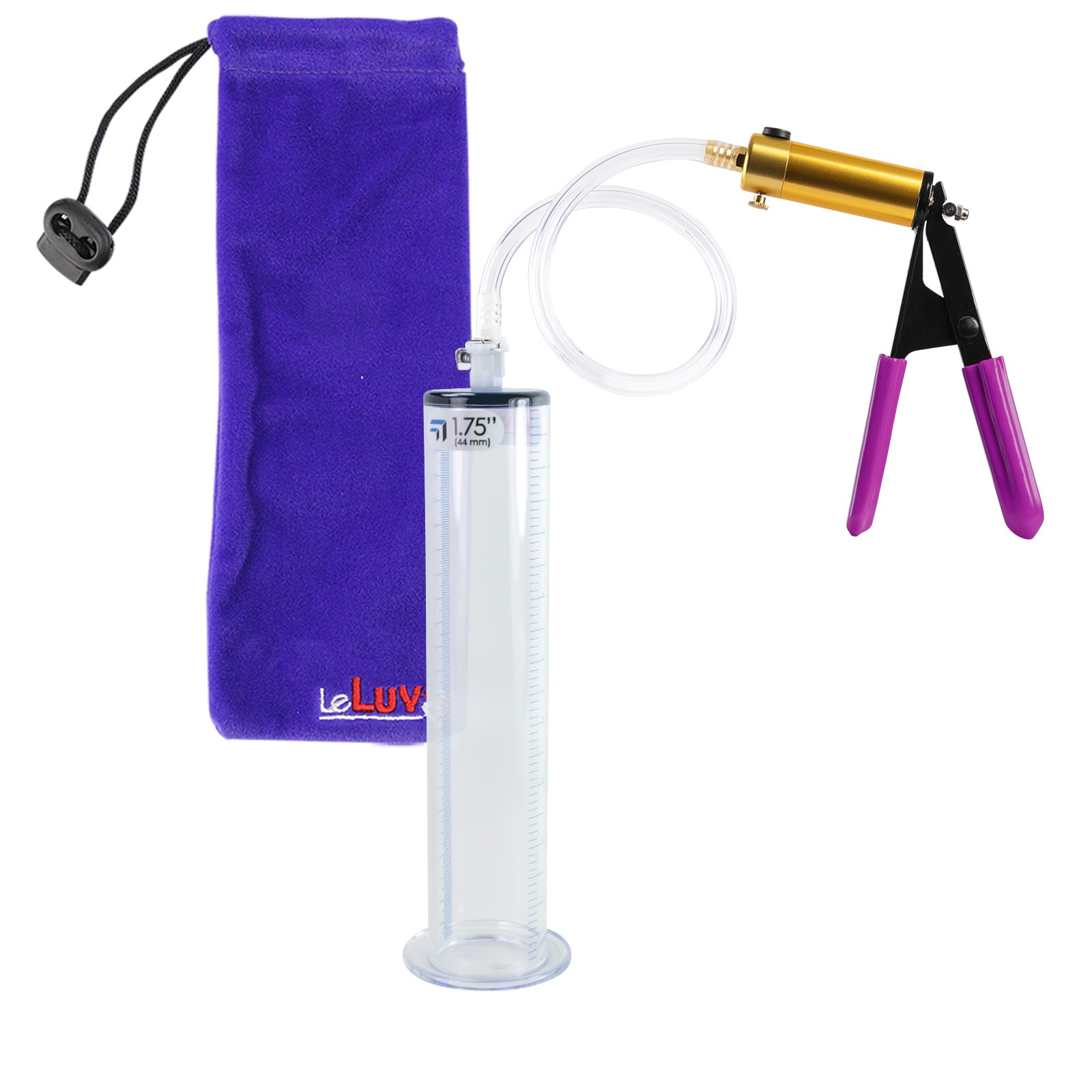 ULTIMA Purple Penis Pump Rubber Grips, Clear Hose 9" Length x 1.75" Diameter WIDE Flange Cylinder