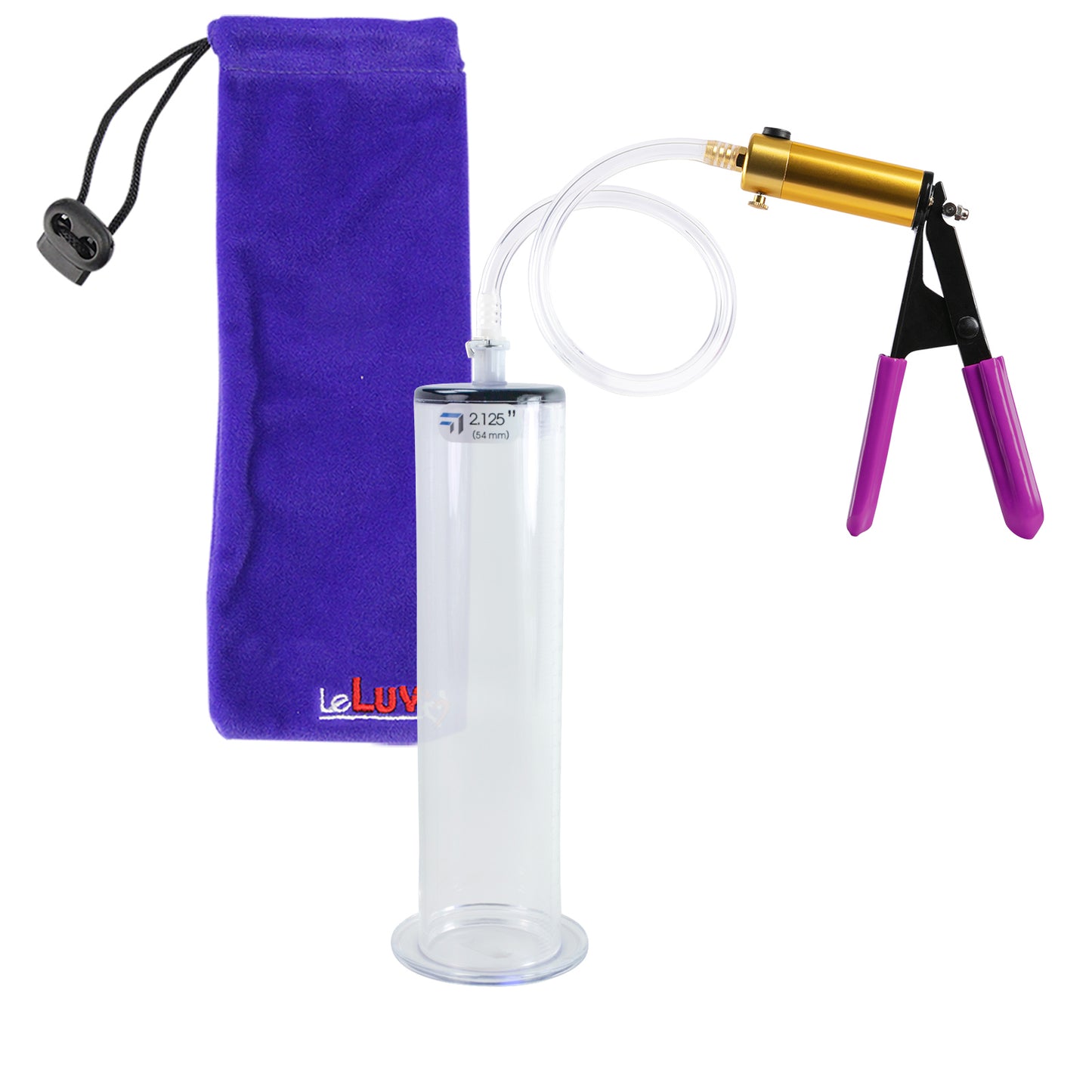 ULTIMA Purple Penis Pump Rubber Grips, Clear Hose 9" Length x 2.125" Diameter WIDE Flange Cylinder