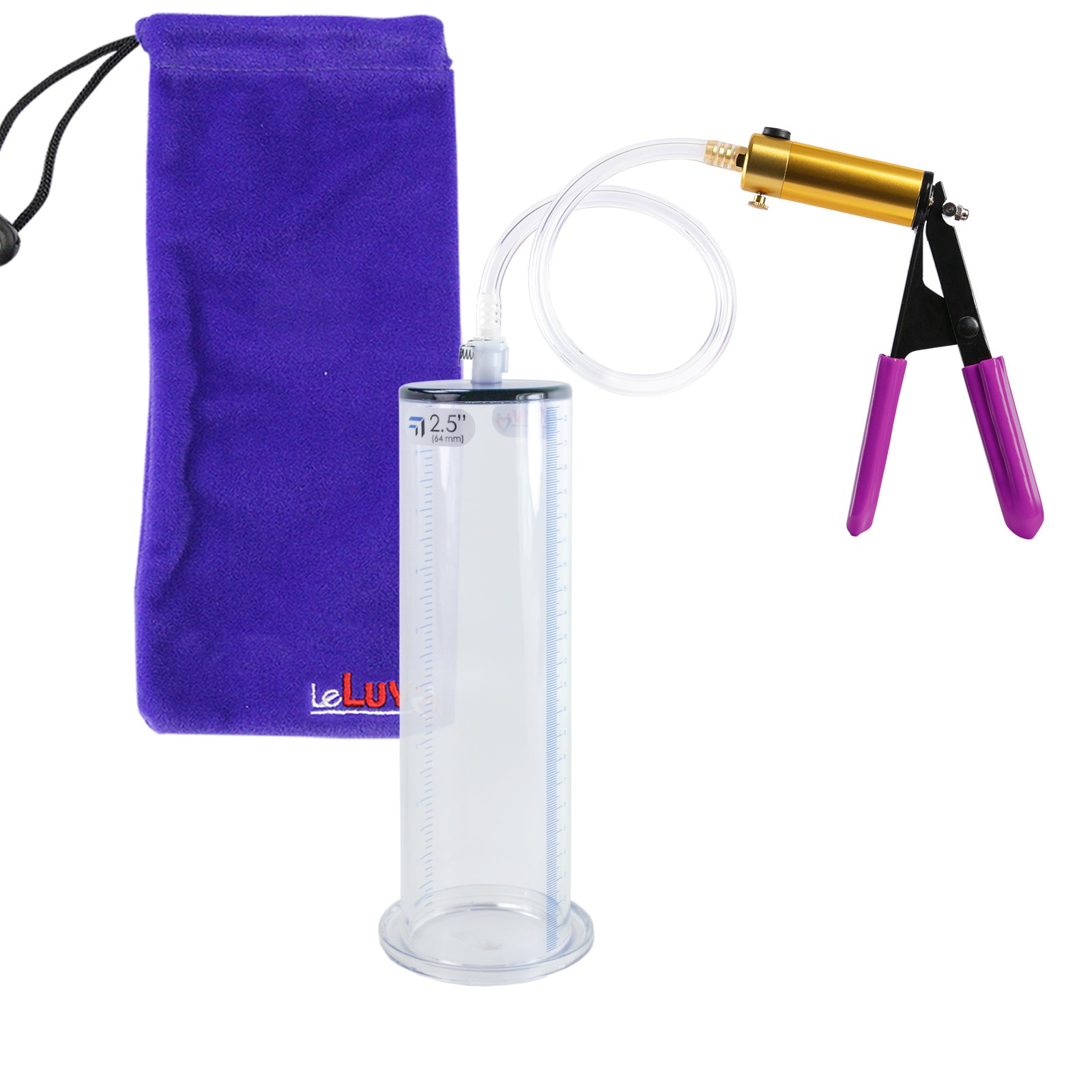 ULTIMA Purple Penis Pump Rubber Grips, Clear Hose 9" Length x 2.50" Diameter WIDE Flange Cylinder