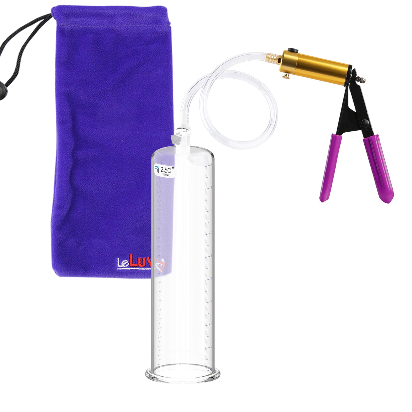 ULTIMA Purple Penis Pump Rubber Grips, Clear Hose 9" Length - 2.50" Cylinder Diameter