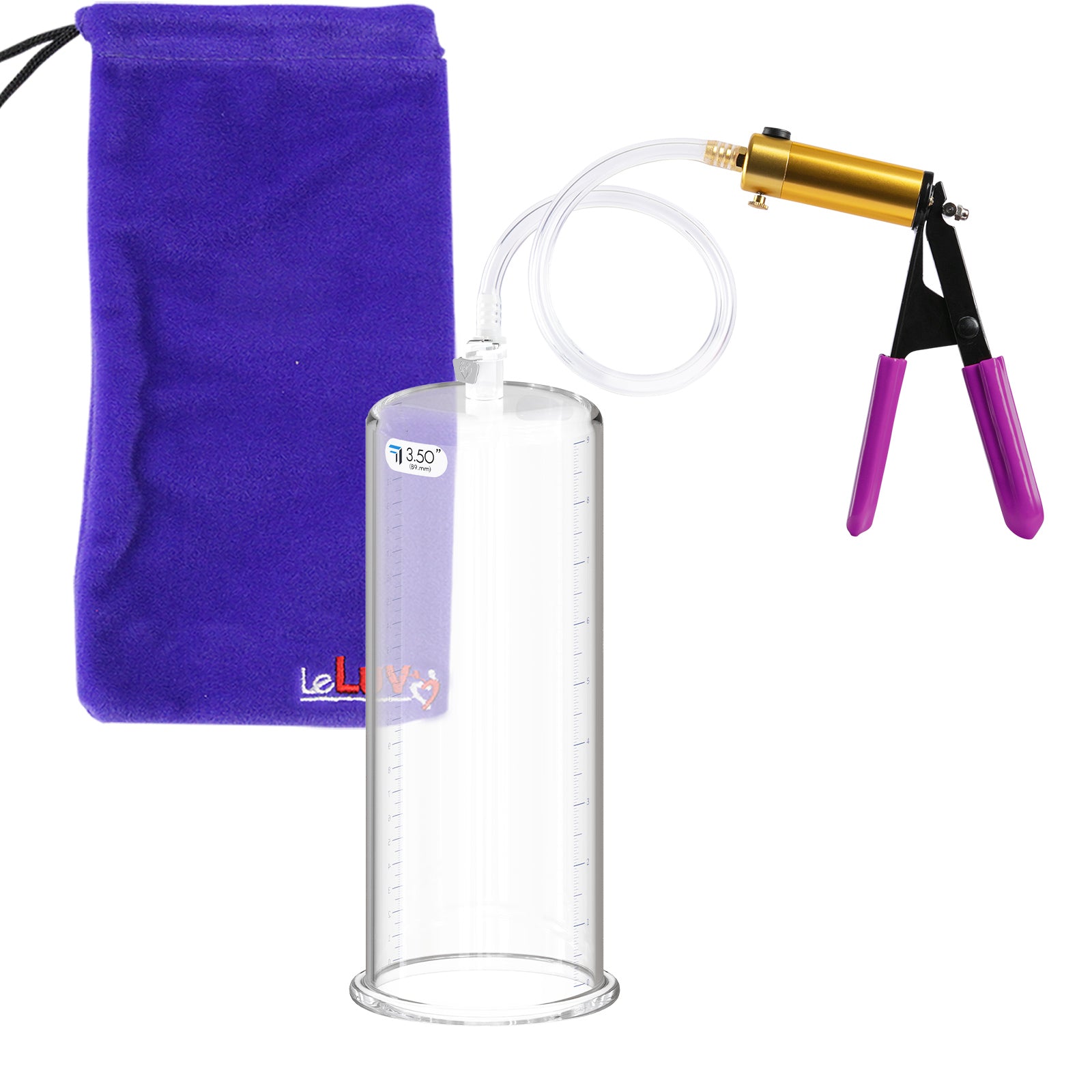ULTIMA Purple Penis Pump Rubber Grips, Clear Hose 9" Length - 3.50" Cylinder Diameter