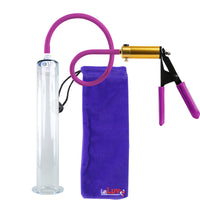 Ultima Brass Purple Penis Pump | Rubber Grip, Silicone Hose | 12" Length - 1.75" Diameter WIDE FLANGE Cylinder