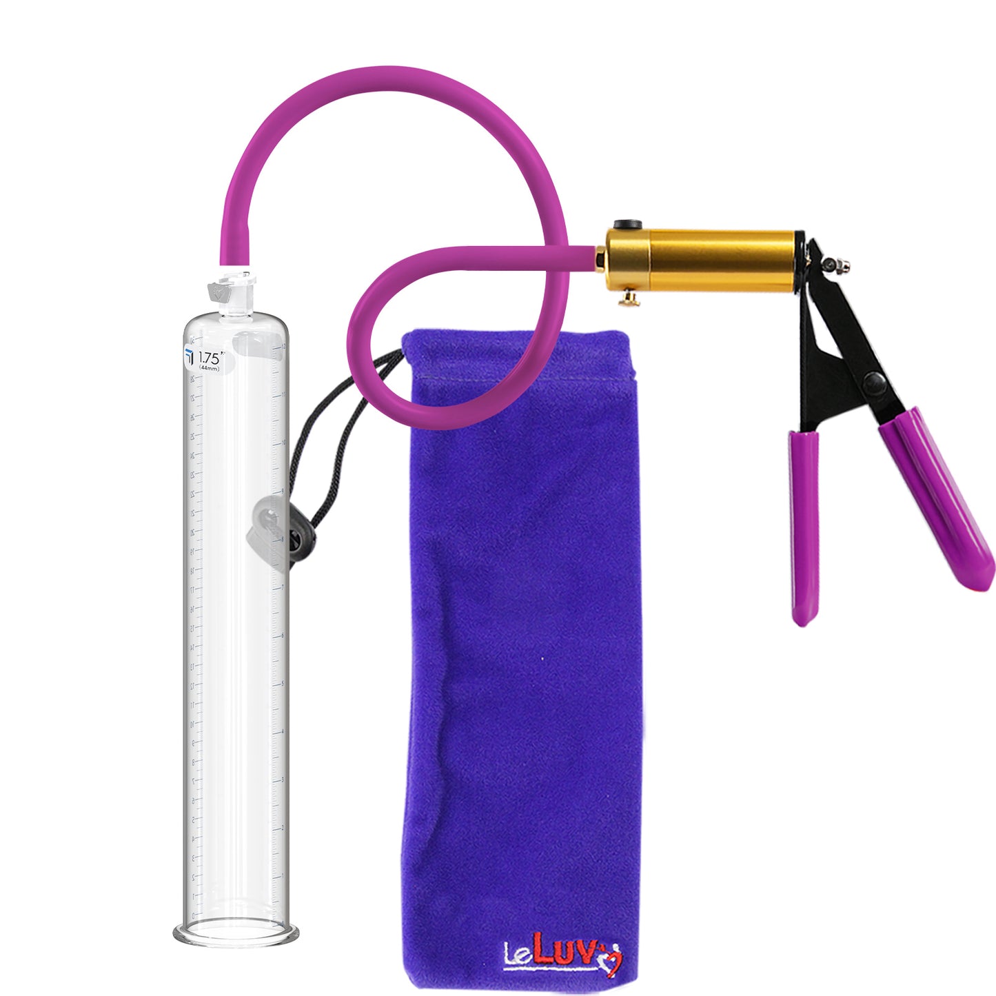 Ultima Brass Purple Penis Pump | Rubber Grip, Silicone Hose | 12" Length - 1.75" Cylinder Diameter