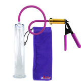 Ultima Brass Purple Penis Pump | Rubber Grip, Silicone Hose | 12" Length - 2.00" Diameter WIDE FLANGE Cylinder