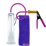Ultima Brass Purple Penis Pump | Rubber Grip, Silicone Hose | 12" Length - 2.25" Diameter WIDE FLANGE Cylinder