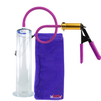Ultima Brass Purple Penis Pump | Rubber Grip, Silicone Hose | 12" Length - 2.50" Diameter WIDE FLANGE Cylinder