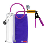 Ultima Brass Purple Penis Pump | Rubber Grip, Silicone Hose + Gauge | 12" Length x 3.50" Cylinder Diameter