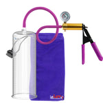 Ultima Brass Purple Penis Pump | Rubber Grip, Silicone Hose + Gauge | 12" Length x 3.70" Cylinder Diameter
