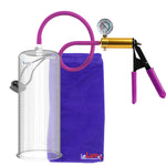 Ultima Brass Purple Penis Pump | Rubber Grip, Silicone Hose + Gauge | 12" Length x 4.10" Cylinder Diameter