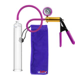 Ultima Brass Purple Penis Pump | Rubber Grip, Silicone Hose + Protected Gauge | 12" Length 1.75" Cylinder Diameter