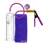 Ultima Brass Purple Penis Pump | Rubber Grip, Silicone Hose + Protected Gauge | 12" Length 3.00" Cylinder Diameter