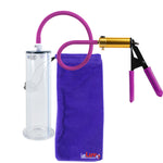 Ultima Brass Purple Penis Pump | Rubber Grip, Silicone Hose | 9" Length x 2.50" Diameter WIDE FLANGE Cylinder