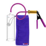 Ultima Brass Purple Penis Pump | Rubber Grip, Silicone Hose | 9" Length - 2.75" Cylinder Diameter