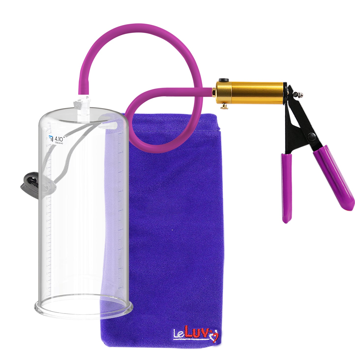 Ultima Brass Purple Penis Pump | Rubber Grip, Silicone Hose | 9" Length - 4.10" Cylinder Diameter