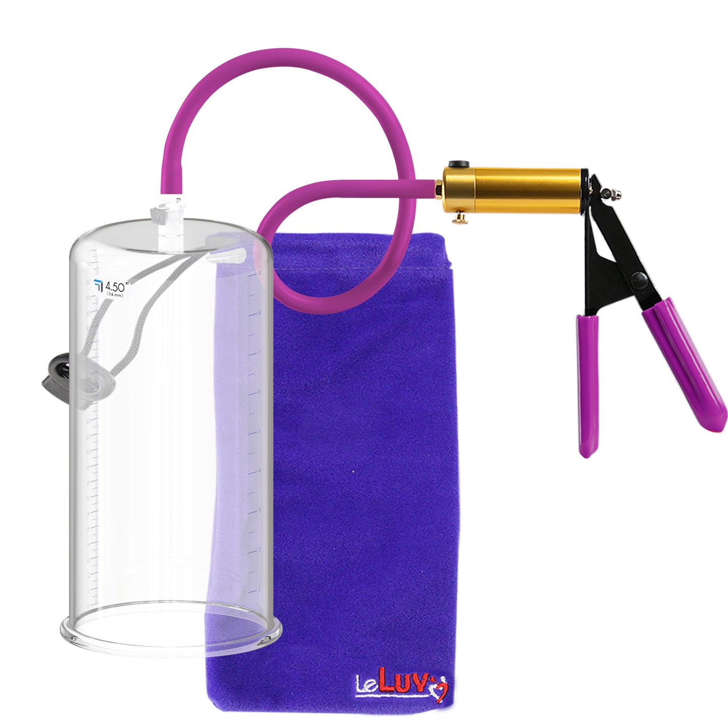 Ultima Brass Purple Penis Pump | Rubber Grip, Silicone Hose | 9" Length - 4.50" Cylinder Diameter