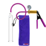 Ultima Brass Purple Penis Pump | Rubber Grip, Silicone Hose + Gauge | 9" Length x 1.50" Cylinder Diameter