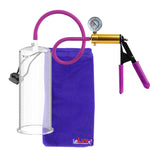 Ultima Brass Purple Penis Pump | Rubber Grip, Silicone Hose + Gauge | 9" Length x 3.50" Cylinder Diameter