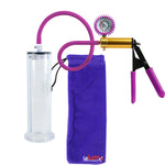 Ultima Brass Purple Penis Pump | Rubber Grip, Silicone Hose + Protected Gauge | 9" Length - 2.25" Diameter WIDE FLANGE Cylinder