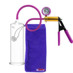 Ultima Brass Purple Penis Pump | Rubber Grip, Silicone Hose + Protected Gauge | 9" Length 3.00" Cylinder Diameter