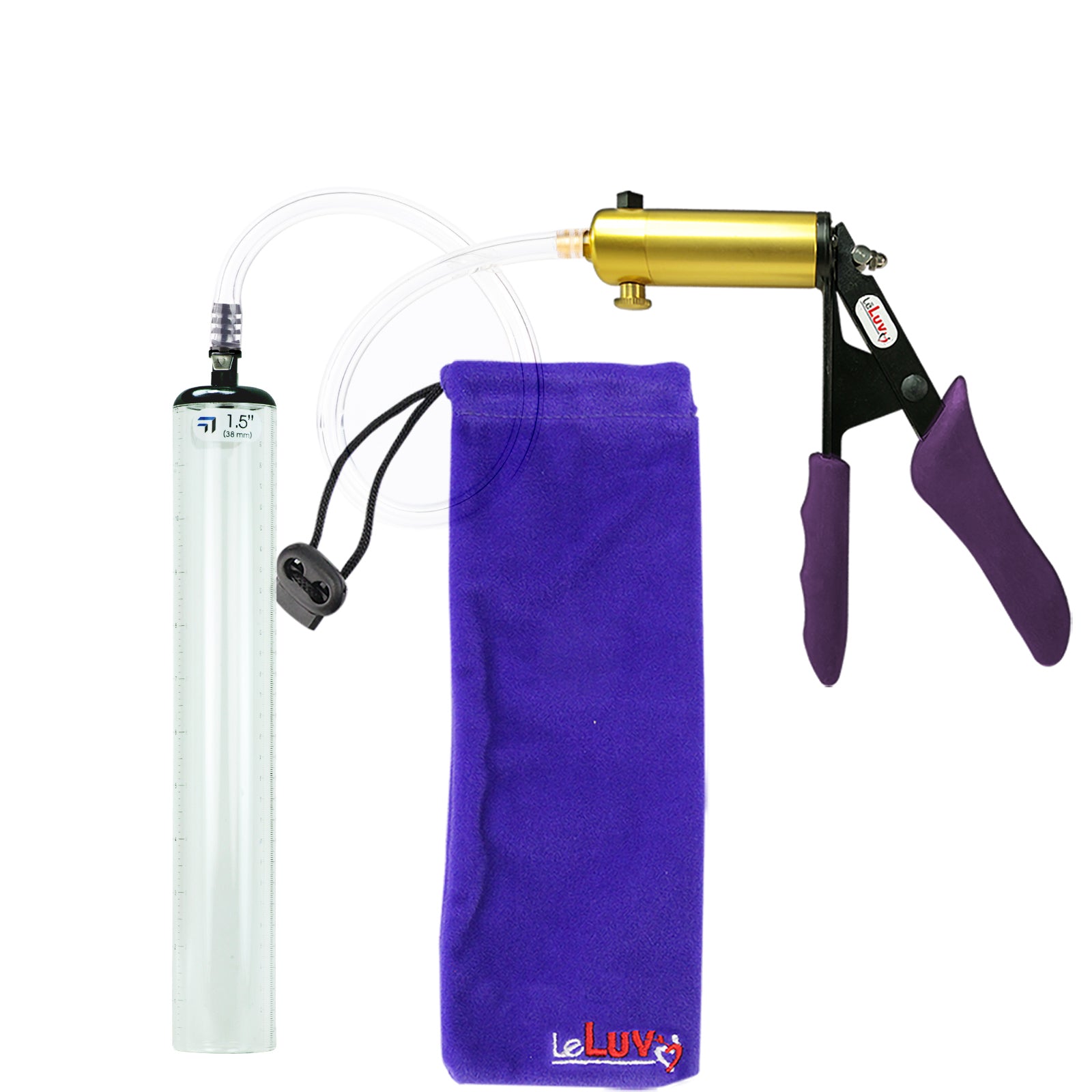Ultima Brass Purple Penis Pump | Silicone Grip, Clear Hose - 12" x 1.5" Thick-Walled Cylinder