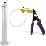 Ultima Brass Purple Penis Pump | Silicone Grip, Clear Hose | 12" Length - 1.50" Cylinder Diameter
