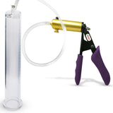 Ultima Brass Purple Penis Pump | Silicone Grip, Clear Hose | 12" Length - 1.65" Cylinder Diameter