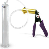 Ultima Brass Purple Penis Pump | Silicone Grip, Clear Hose | 12" Length - 1.75" Cylinder Diameter