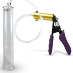 Ultima Brass Purple Penis Pump | Silicone Grip, Clear Hose | 12" Length - 2.00" Cylinder Diameter