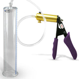 Ultima Brass Purple Penis Pump | Silicone Grip, Clear Hose | 12" Length - 2.25" Cylinder Diameter