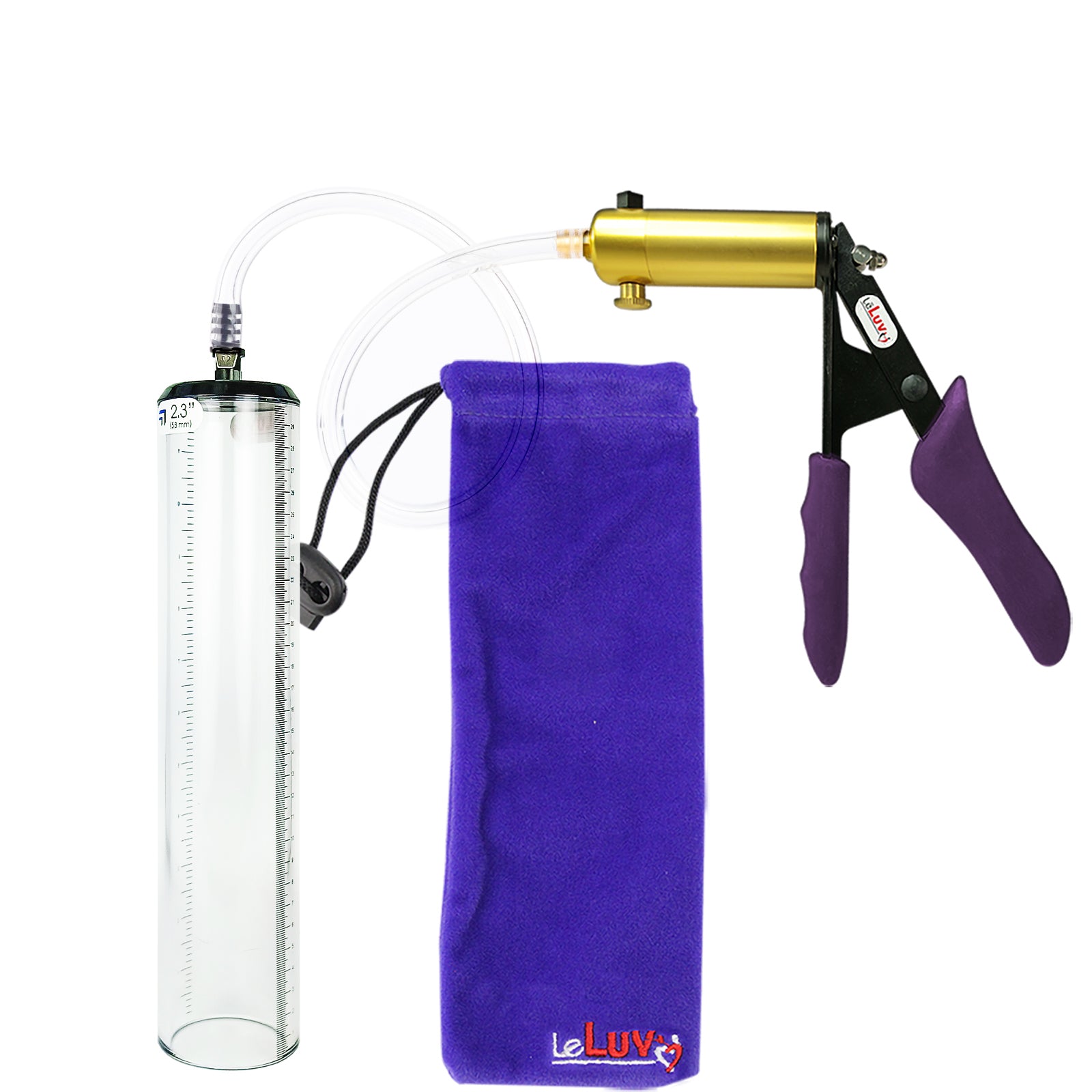 Ultima Brass Purple Penis Pump | Silicone Grip, Clear Hose - 12" x 2.3" Thick-Walled Cylinder