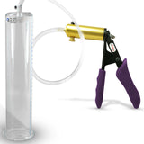 Ultima Brass Purple Penis Pump | Silicone Grip, Clear Hose | 12" Length - 2.50" Cylinder Diameter