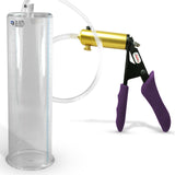 Ultima Brass Purple Penis Pump | Silicone Grip, Clear Hose | 12" Length - 3.50" Cylinder Diameter