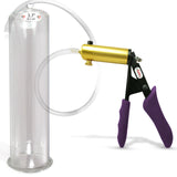 Ultima Brass Purple Penis Pump | Silicone Grip, Clear Hose | 12" Length - 3.70" Cylinder Diameter