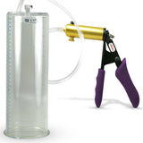 Ultima Brass Purple Penis Pump | Silicone Grip, Clear Hose | 12" Length - 4.10" Cylinder Diameter