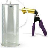 Ultima Brass Purple Penis Pump | Silicone Grip, Clear Hose | 12" Length - 5.00" Cylinder Diameter