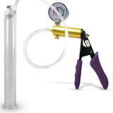 Ultima Brass Purple Penis Pump | Silicone Grip, Clear Hose + Gauge | 12" Length x 1.35" Cylinder Diameter