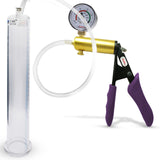 Ultima Brass Purple Penis Pump | Silicone Grip, Clear Hose + Gauge | 12" Length x 1.65" Cylinder Diameter