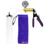 Ultima Brass Purple Penis Pump | Silicone Grip, Clear Hose + Gauge | 12" x 2.5" Thick-Walled Cylinder