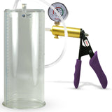 Ultima Brass Purple Penis Pump | Silicone Grip, Clear Hose + Gauge | 12" Length x 5.00" Cylinder Diameter