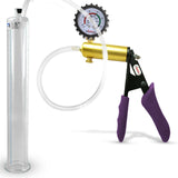 Ultima Brass Purple Penis Pump | Silicone Grip, Clear Hose + Gauge & Cover | 12" Length 1.50" Cylinder Diameter