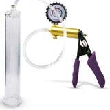 Ultima Brass Purple Penis Pump | Silicone Grip, Clear Hose + Gauge & Cover | 12" Length 1.65" Cylinder Diameter